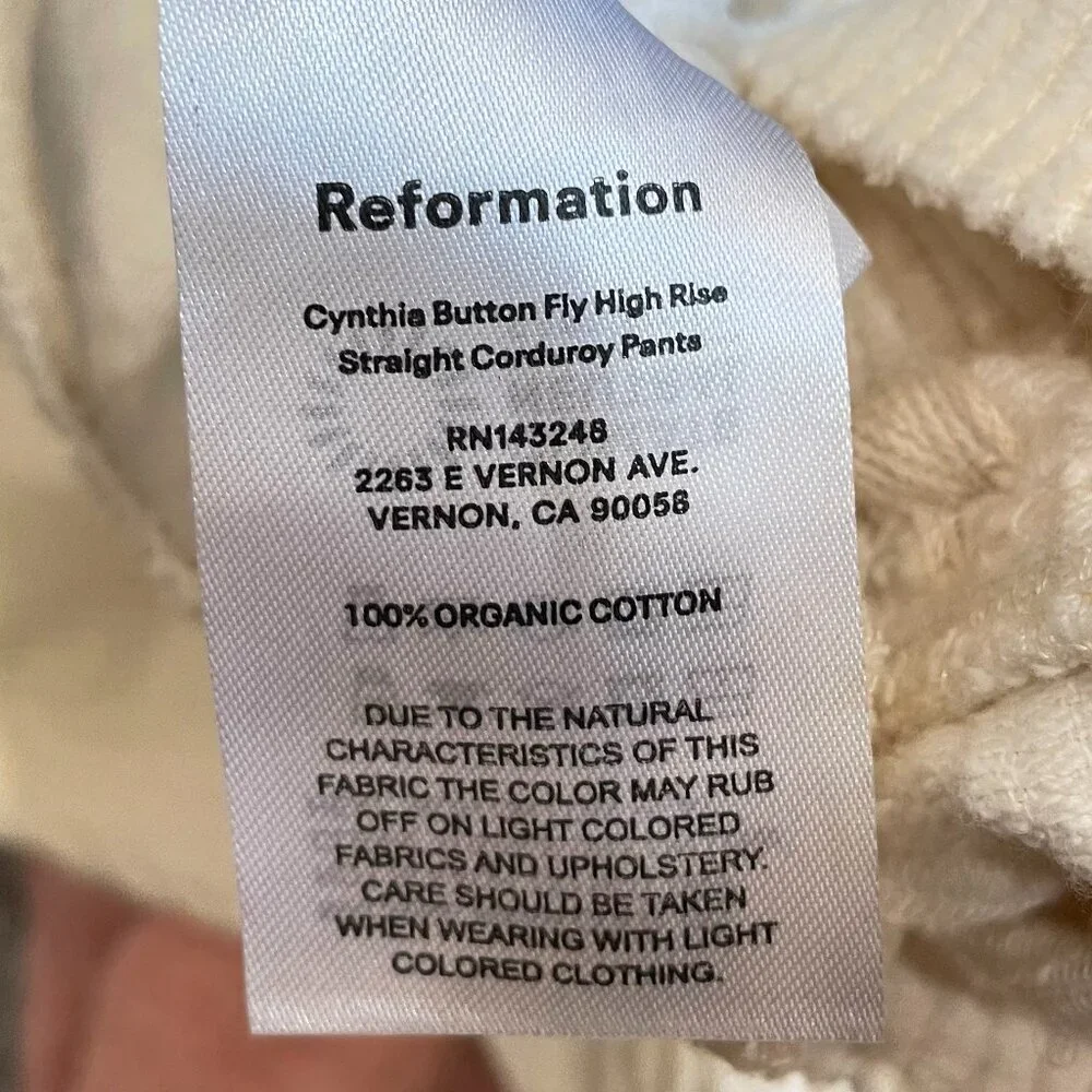 Last Chance! New Ref Cynthia Button Fly Corduroy Straight Leg Pants Cream 25 - Picture 7 of 8